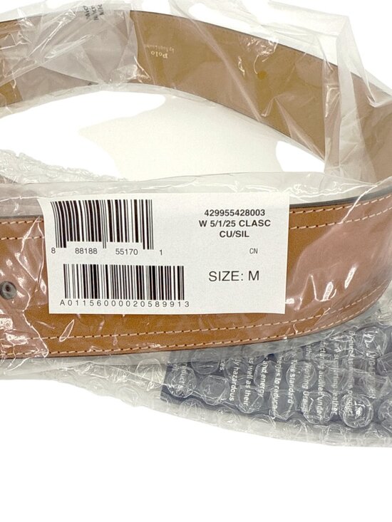 POLO RALPH LAUREN Elongated-Buckle Leather Belt in Cuoio & Silver M main image 6